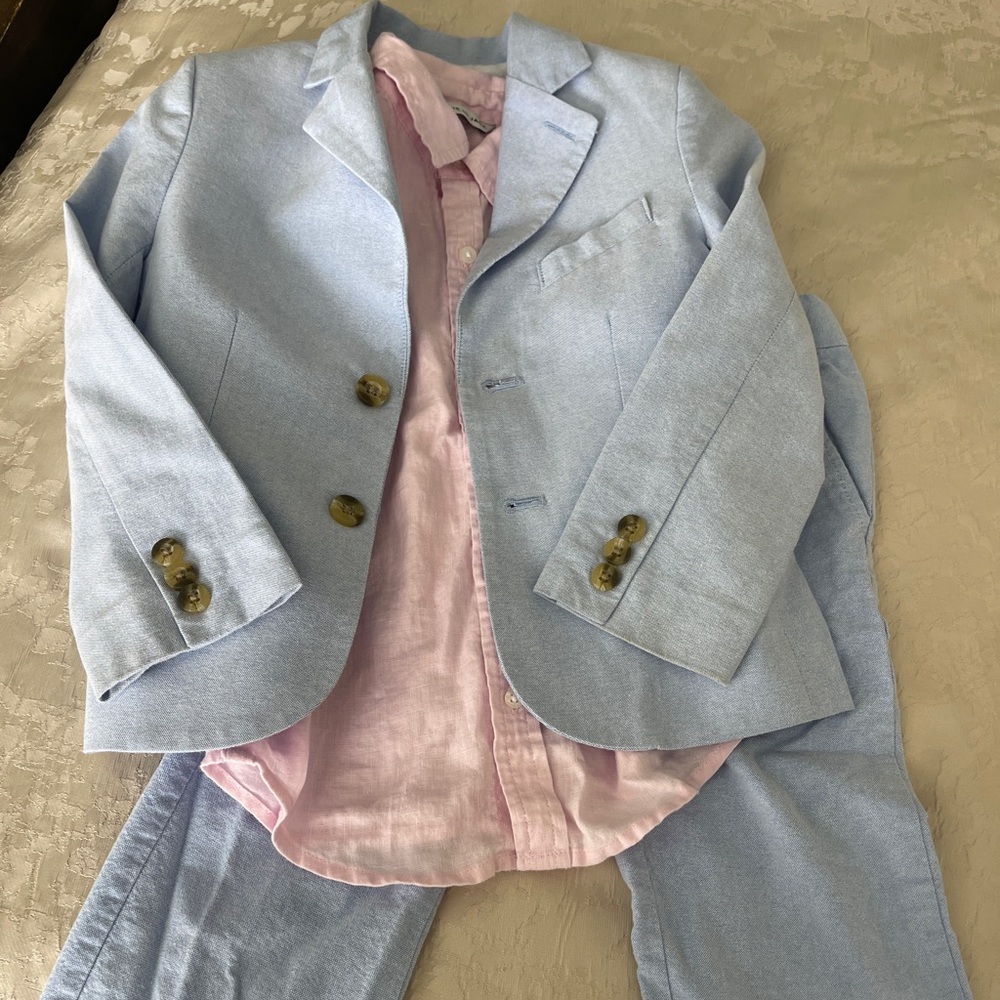 Janie and Jack blue suit with dress shirt